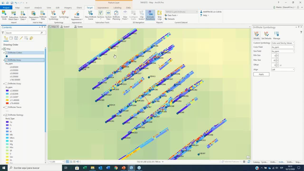 Target para ArcGIS Pro 2.2: Mejoras en la visualización e interpretación de los datos de sondaje. 