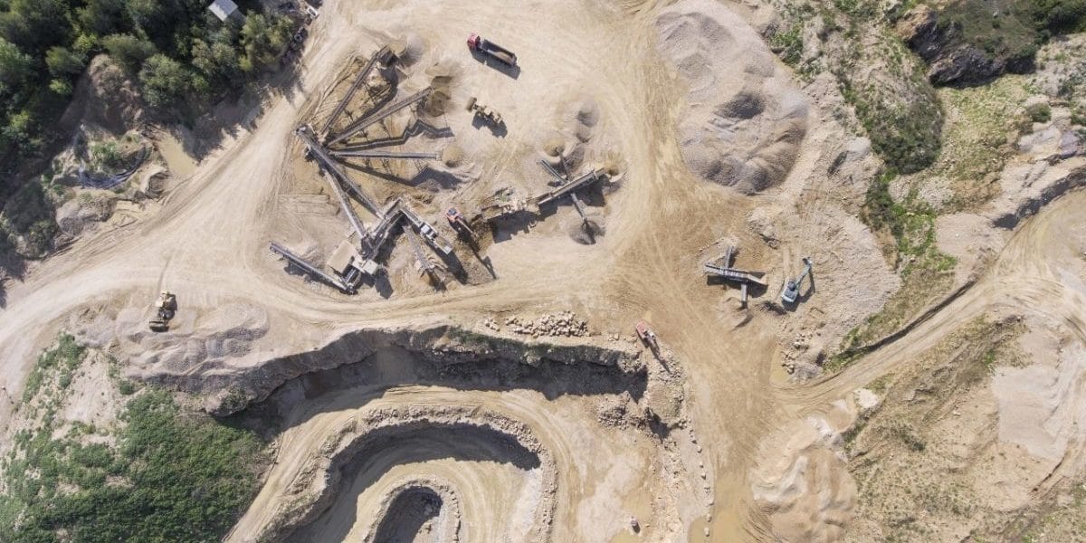 Birds eye view of an open mine