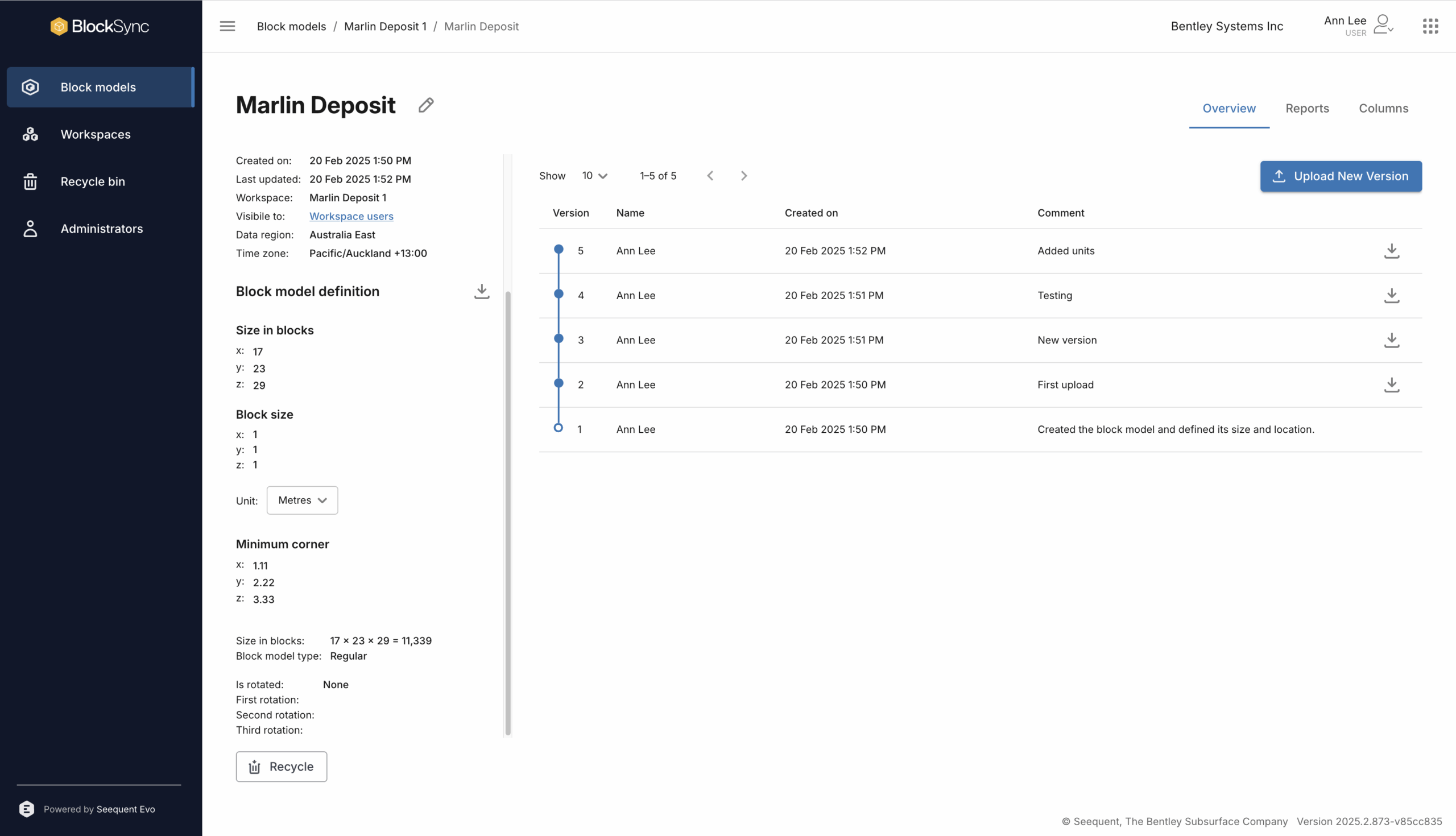 BlockSync user interface