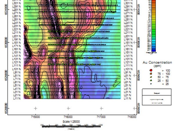 A screenshot from of Oasis montaj showcasing mapping and visualisation