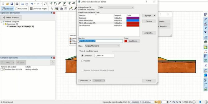 Modelación de flujo, estática y de esfuerzo – deformación de una presa de tierra utilizando SEEP/W, SLOPE/W y SIGMA/W. 
