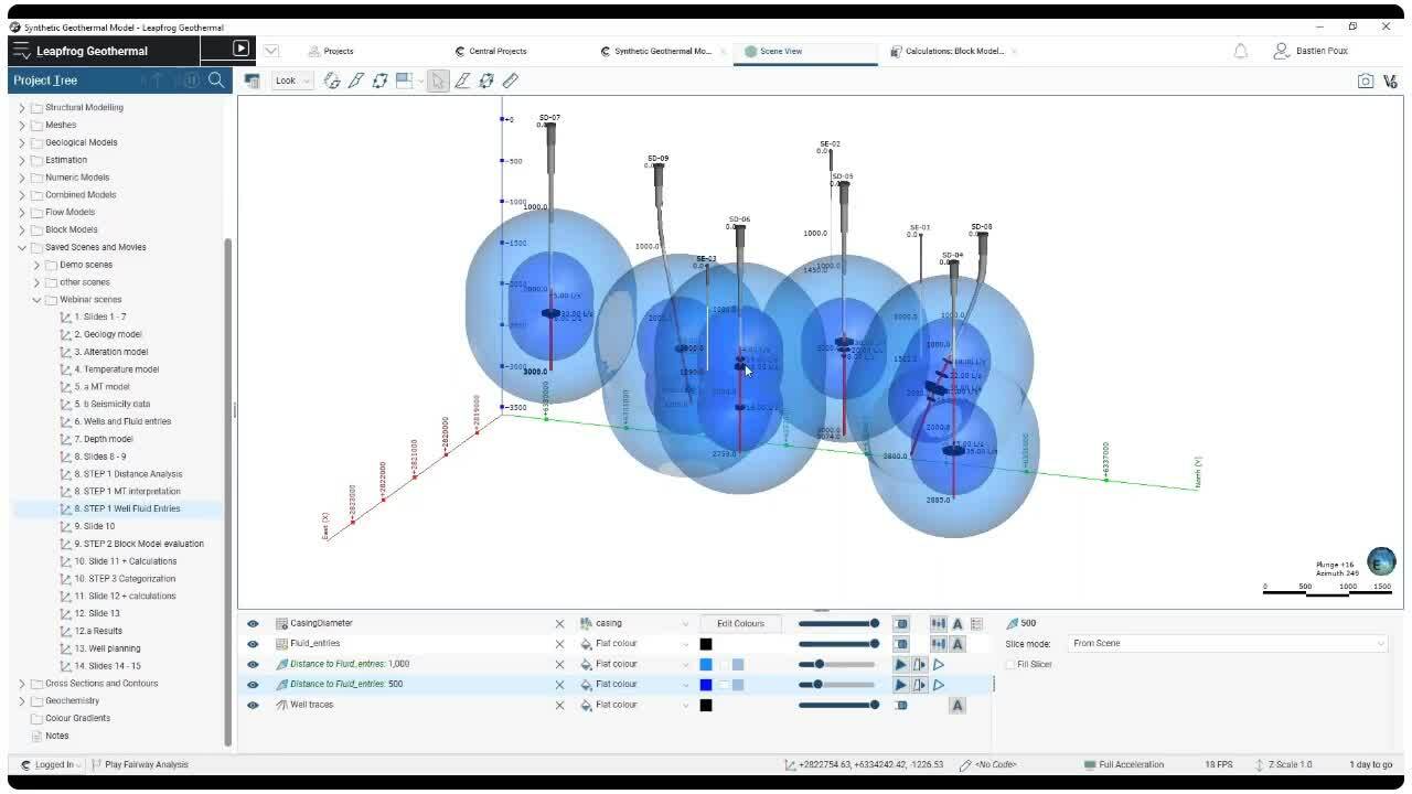 Encuentre el mejor objetivo de perforación utilizando Leapfrog Geothermal