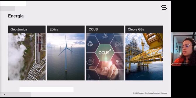 screenshot of a portuguese presentation Seequent Energy solutions