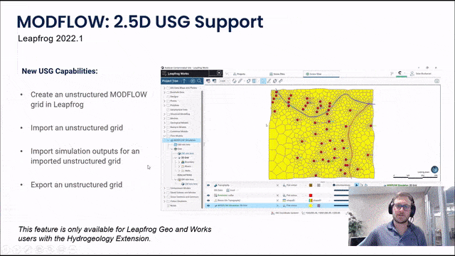 Улучшенная поддержка MODFLOW: неструктурированные 2.5D сетки в Leapfrog•2022.1