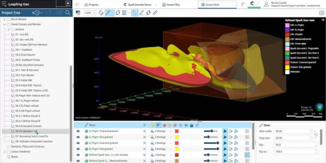 A screenshot of geological modeling from Seequent's Leapfrog Geo