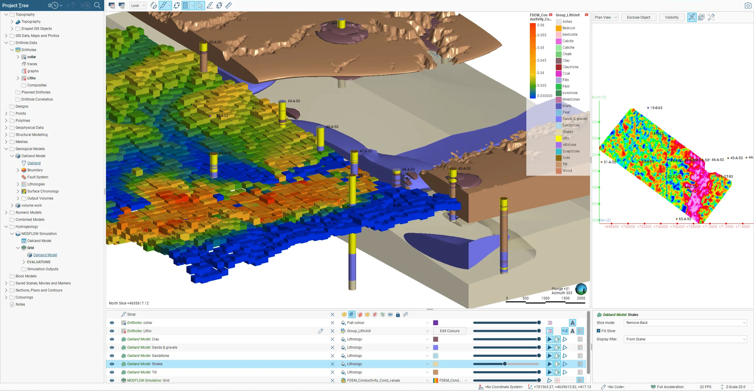 a screenshot of 3d modelling software in Leapfrog