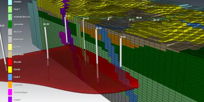 a screenshot of leapfrog energy with Geology volumes