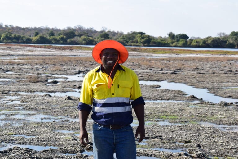 Calistus in the field in Africa Botswana geothermal