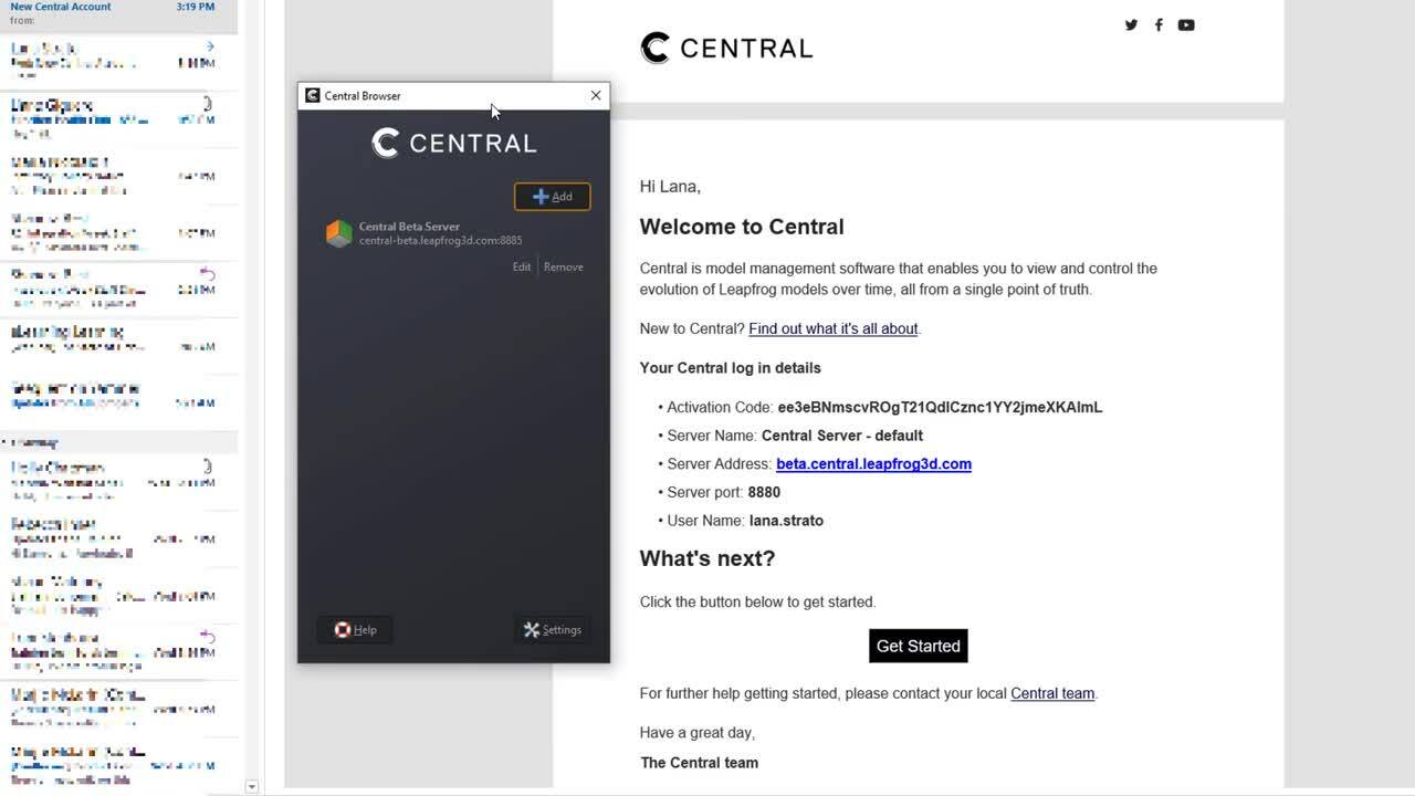 Central 2.2 Browser 1 – Adding a New Server