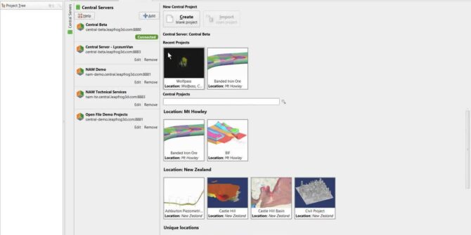 Central 2.2 with Leapfrog 2 - Accessing Central Projects  from within Leapfrog