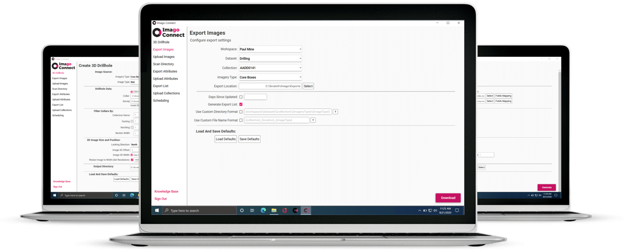 Renders and mockups of Seequent's Imago app UI and use on laptop screens