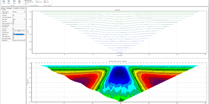 A screenshot of A Data Profile in Seequent's AGS Res2DInv 5.0 3D Viewer