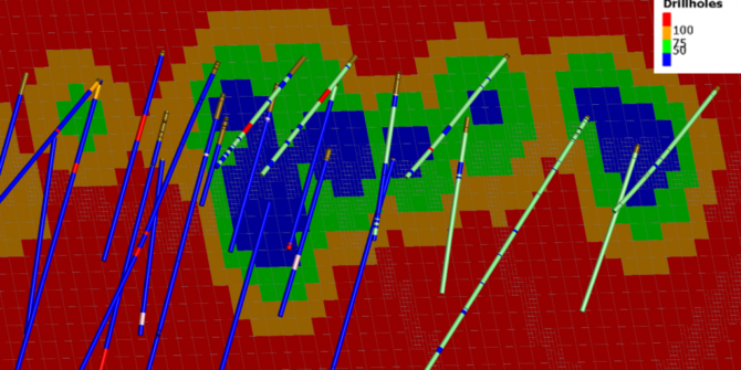 Distance functions as a resource / Confidence classification and drillhole planning tool