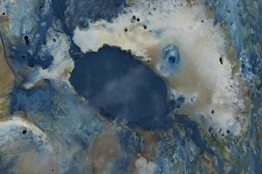 an arial photo of a geothermal field in Iceland