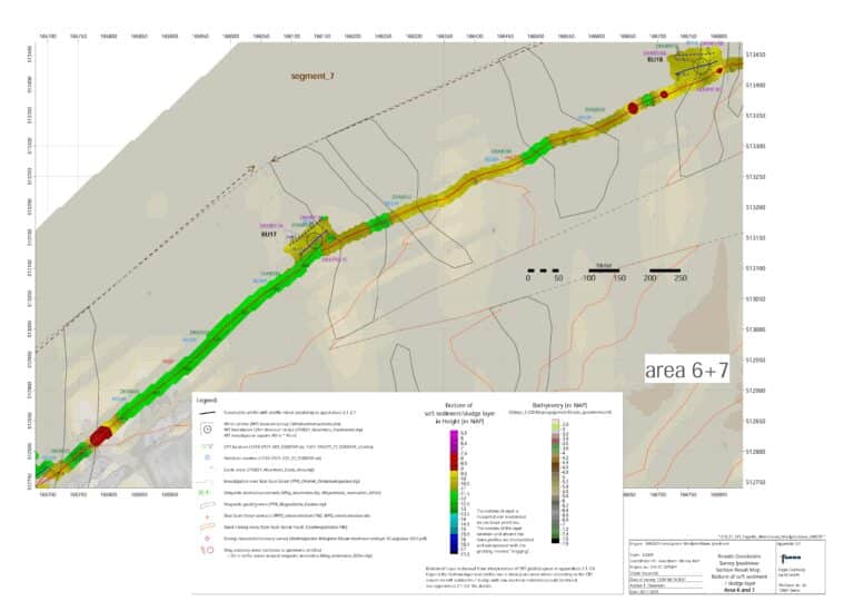 A screenshot of a section result map from Fugro with a key table 