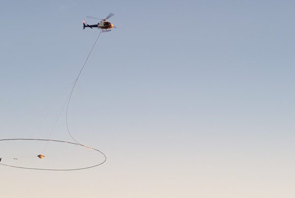 A picture of a helicopter TEM EM Geophysics survey