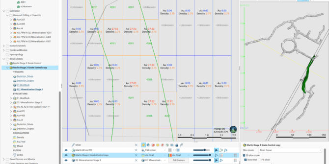 Visualización de etiquetas de modelos de bloques en 2D en Leapfrog 2022.1