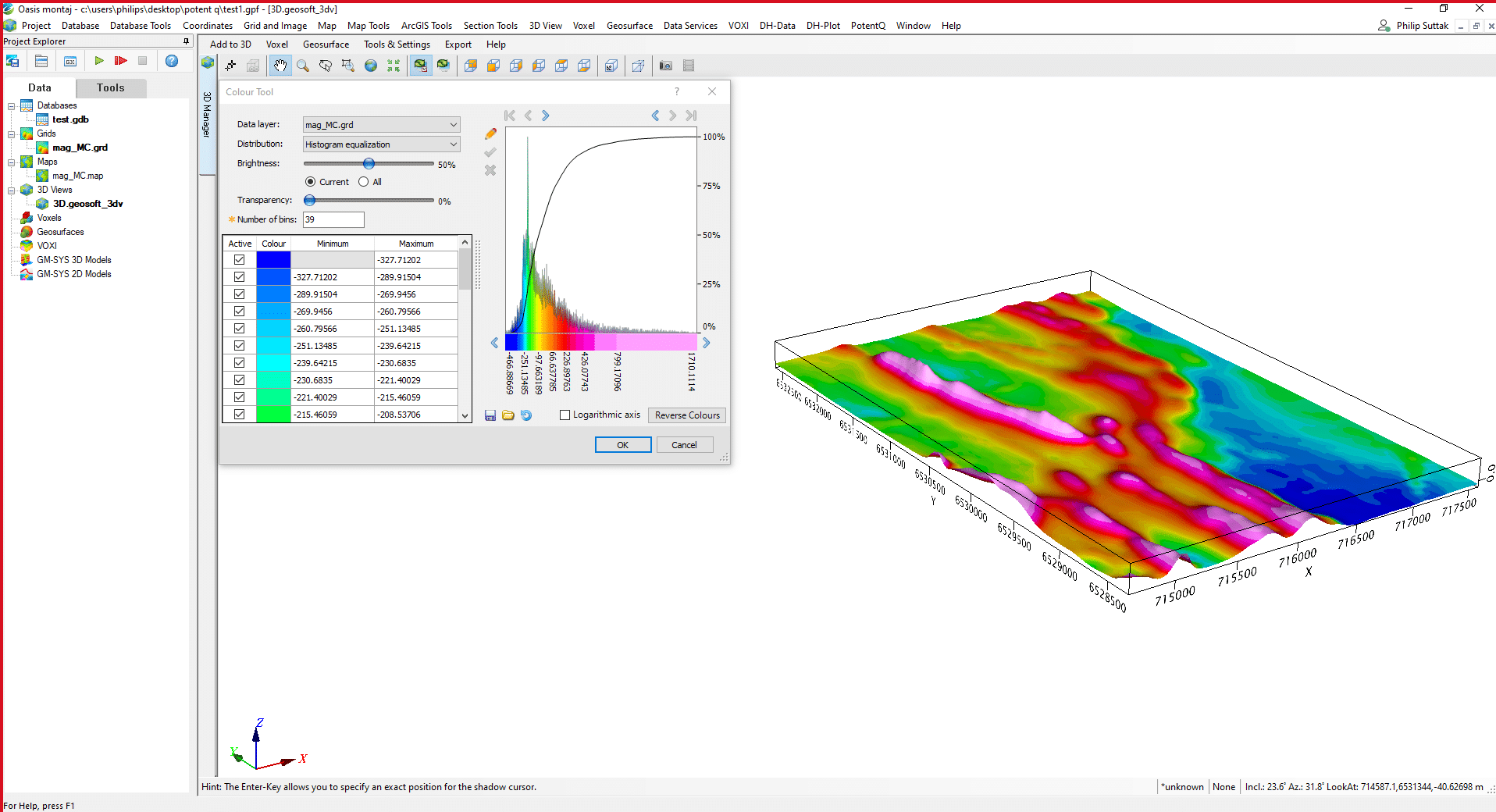 Experimente uma ferramenta mais intuitiva, flexível e personalizável para imagens coloridas no Oasis montaj e no Target 2021.2