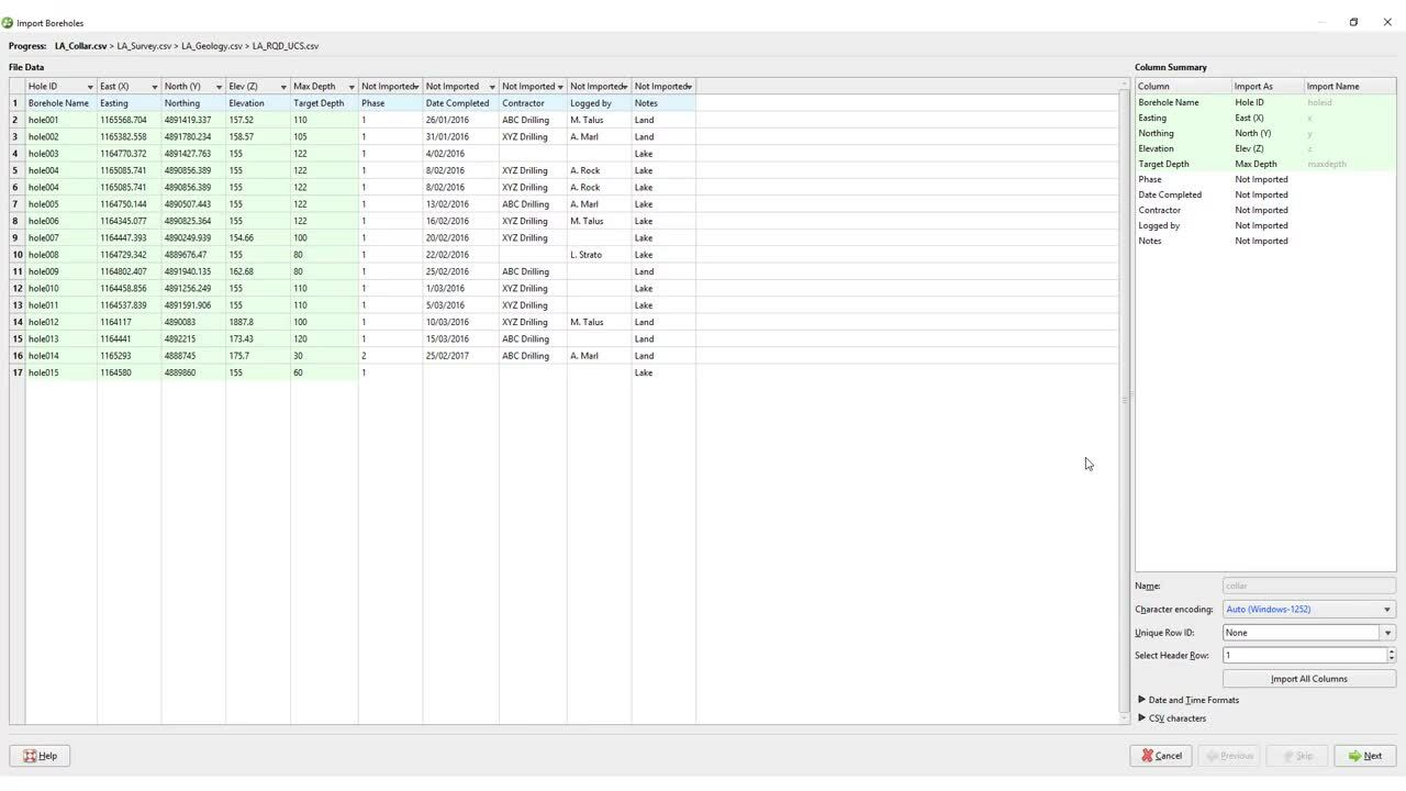 Importing Borehole Data