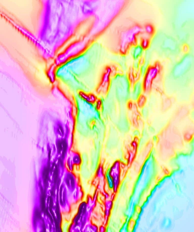 Magnetic anomaly map of a sample area using Seequent's Oasis montaj software and as part of the Kenyan Nationwide Airborne Geophysical Survey.