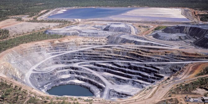 A photo of a large open pit mine