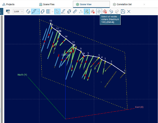 Screenshot of Leapfrog Geo showing drillholes
