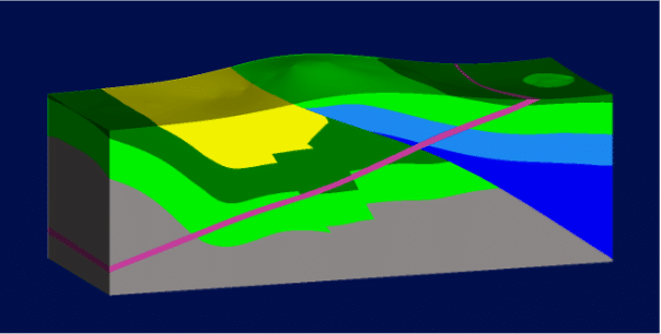 Screenshot of Leapfrog Geo model surface boundary