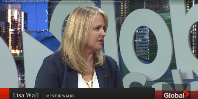 A screenshot of Lisa Wall, Seequent's CPO, being interviewed about Mentor Walks launching in Canada on Global News
