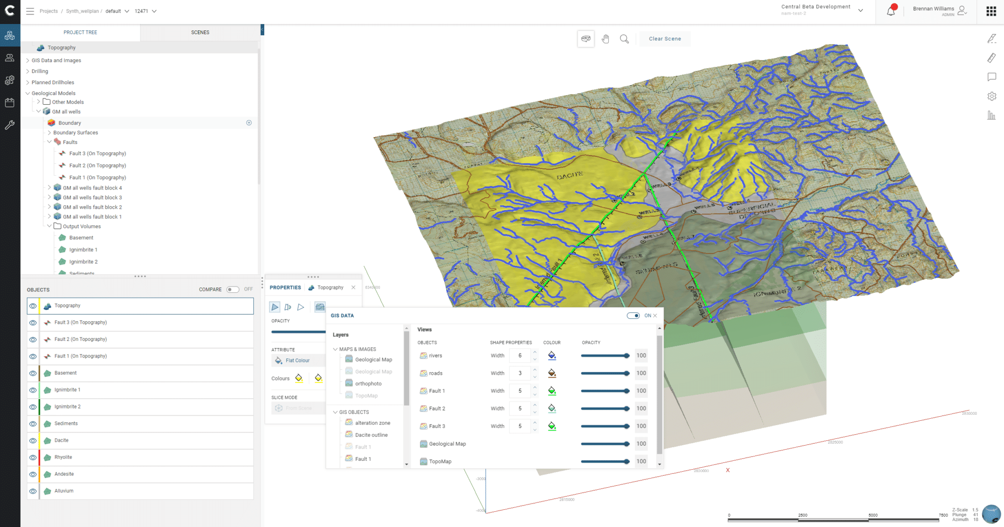 A screenshot of GIS Data Visualisation in Seequent Central