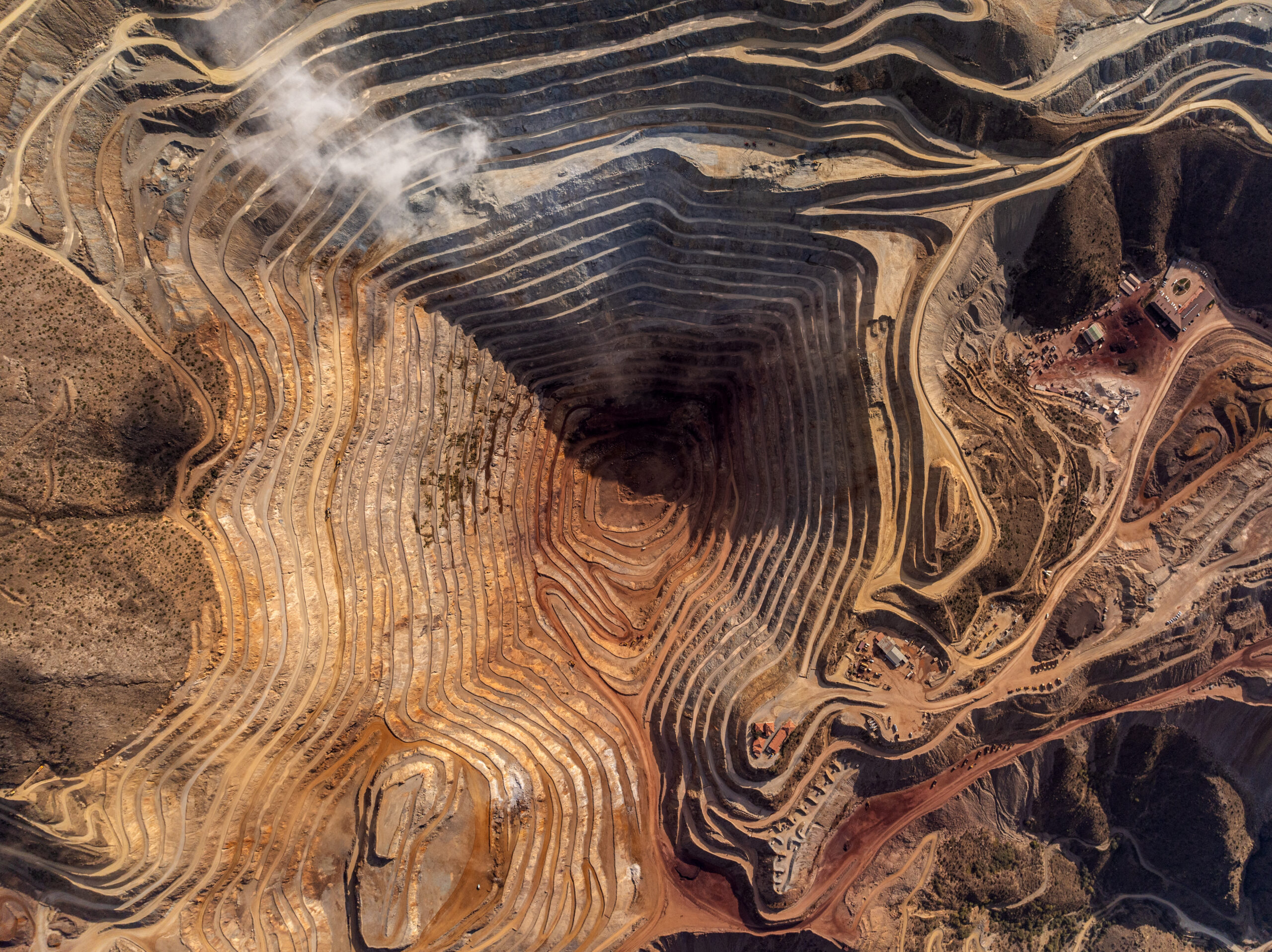 Aerial view of Open-pit iron mine in  Kayseri, Turkey. Taken via drone. GettyImages-2190576179