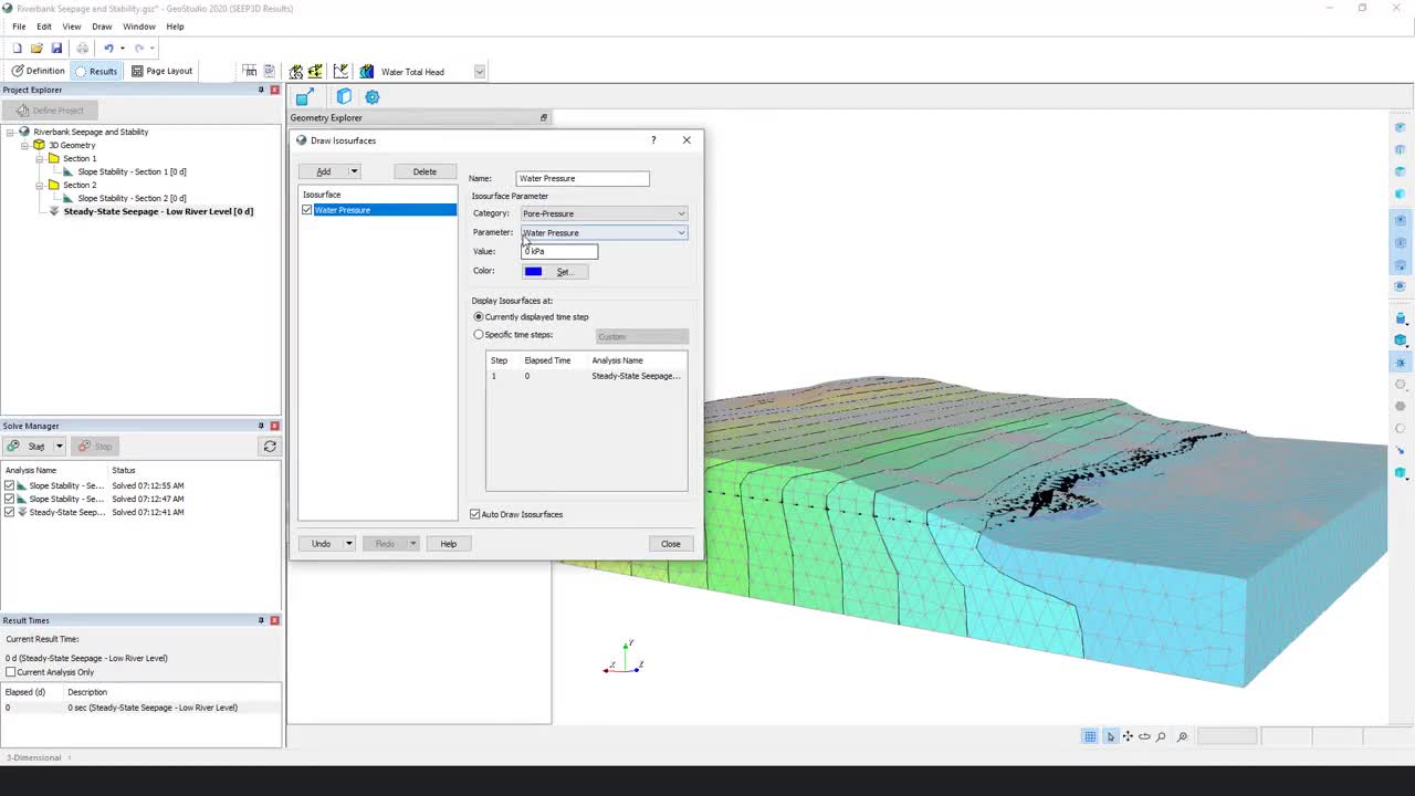 SLOPE/W Stability Analysis using 3D Seepage Results