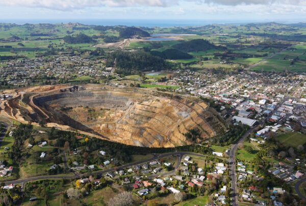 A photo of OceanaGold Waihi open pit mine in New Zealand.