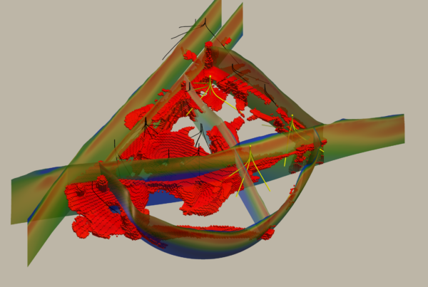 A screenshot of a 3d subsurface geothermal model identifies resource location, estimates its potential, and evaluates associated risks. Courtesy of PT Pertamina.
