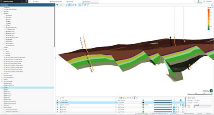 A screenshot of a 3D model in Seequent's Leapfrog Energy