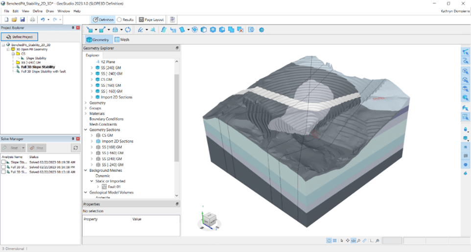 Cómo dominar SLOPE3D: análisis de estabilidad estructuralmente controlada de una mina a cielo abierto