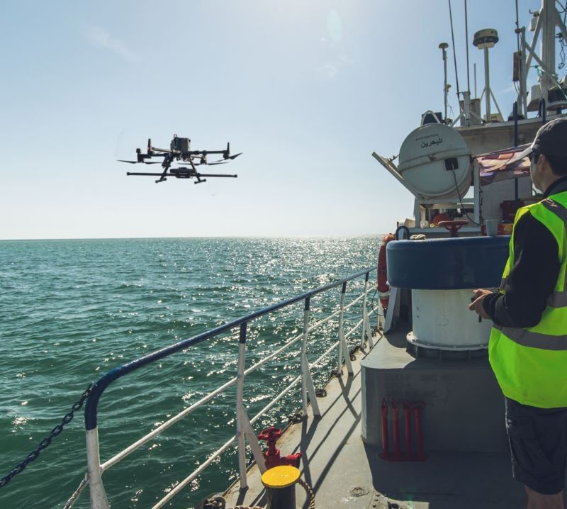 SafeLand Global drone intertidal survey on-board