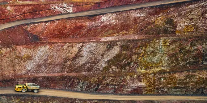 Close up of truck on a mine road