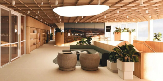 An artist’s impression of Seequent’s new office space in the office building on the corner of Cashel and Madras streets.