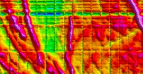 An image of Oasis montaj showcasing a gridded geophysical levelling