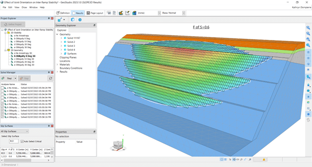 Освоение SLOPE/W+SLOPE3D: Влияние ориентации разломов на устойчивость