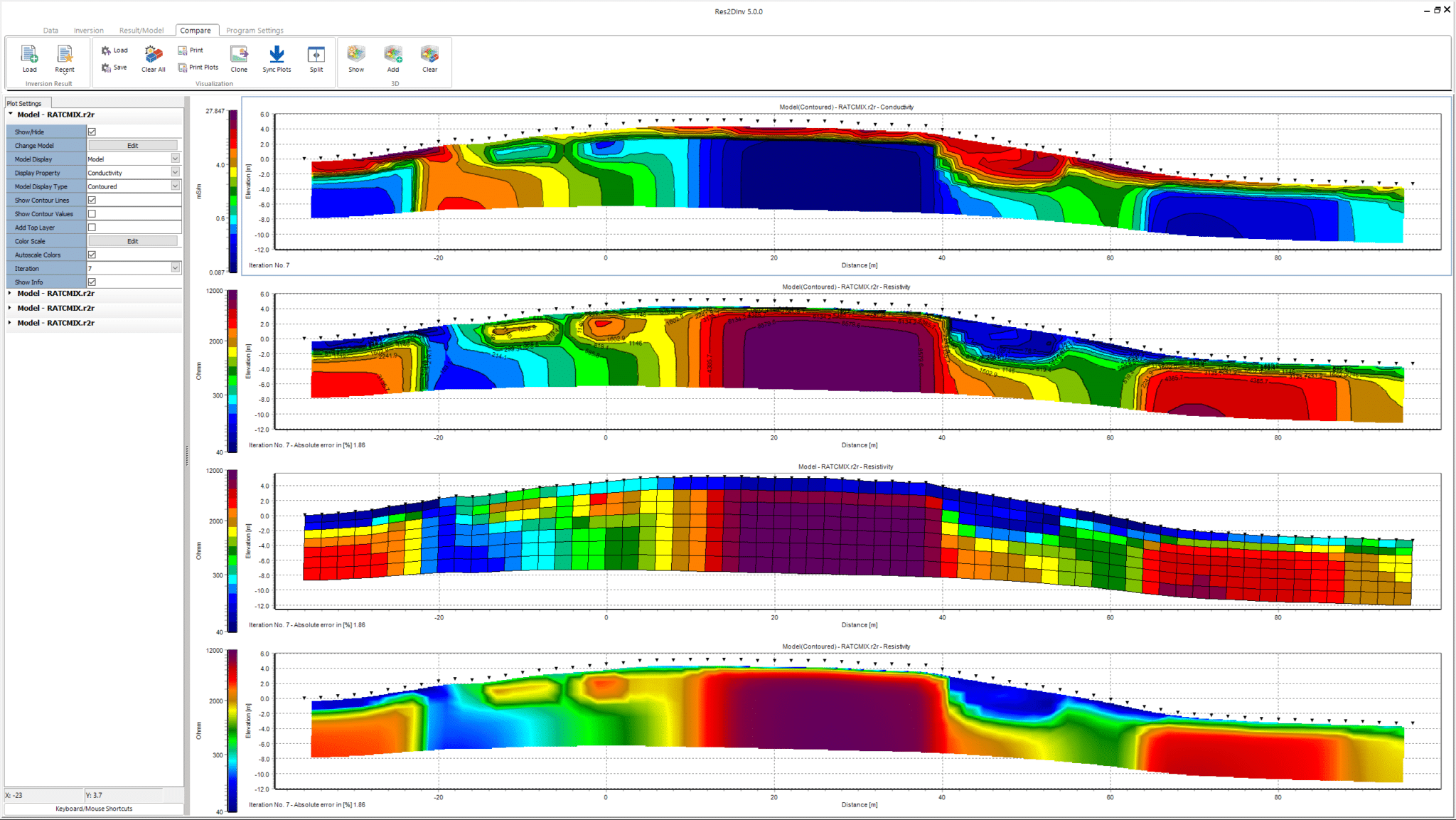 A screenshot of Seequent's AGS Res2DInv 5.0 user interface