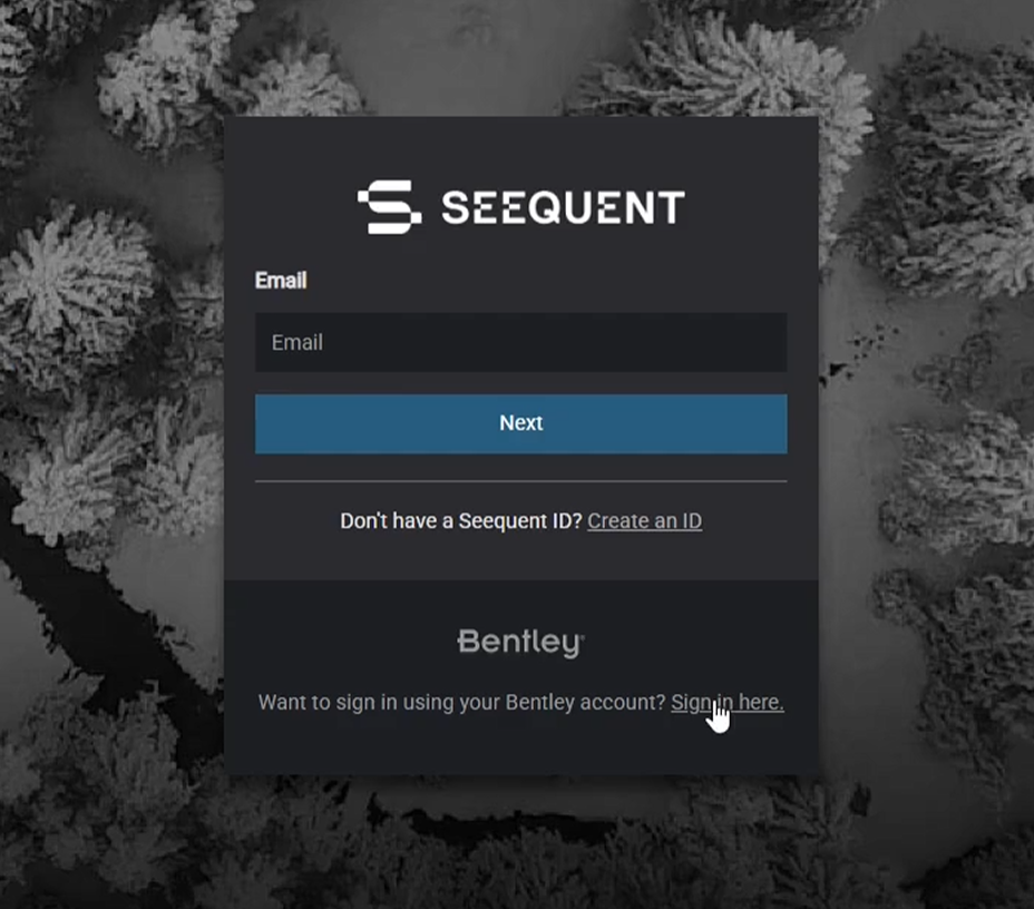 A screenshot of the Volsung log in screen in My.Seequent
