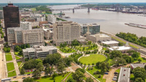 An aerial pictire of Baton Rouge, the capital city of Louisiana