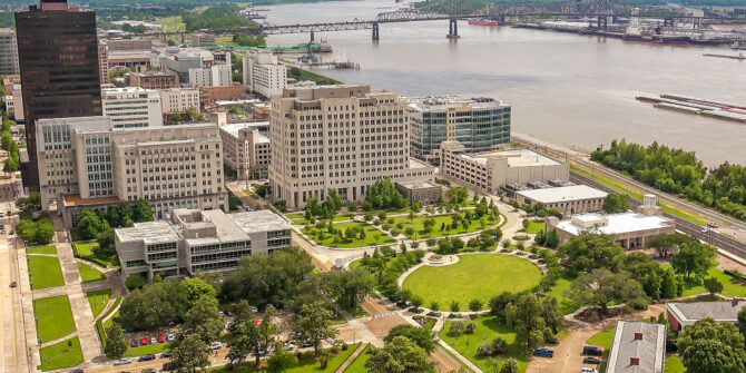 An aerial pictire of Baton Rouge, the capital city of Louisiana