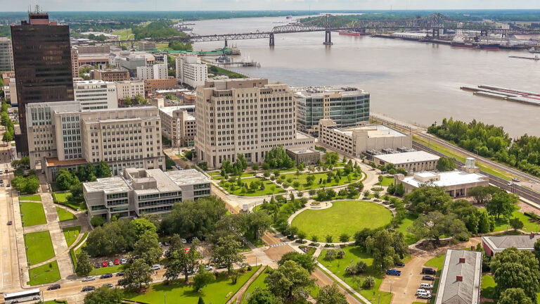 An aerial pictire of Baton Rouge, the capital city of Louisiana