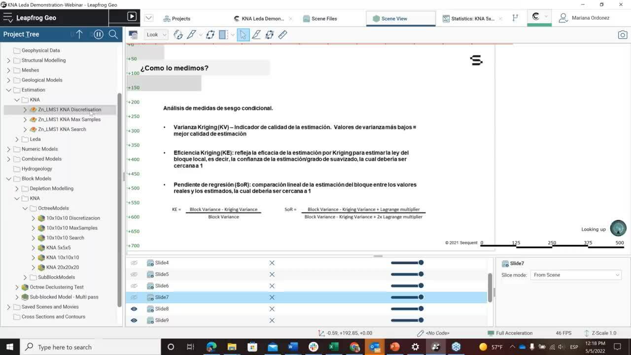 Análisis de vecindad de Kriging (KNA) con Leapfrog Edge