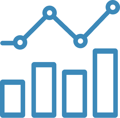 An icon showing a bar chart with an increasing line chart above it