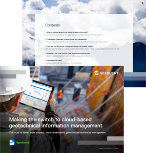 The cover of a Seequent ebook on how to make the switch to cloud-based geotechnical information management.
