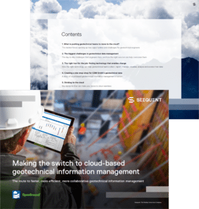 The cover of a Seequent ebook on how to make the switch to cloud-based geotechnical information management. 