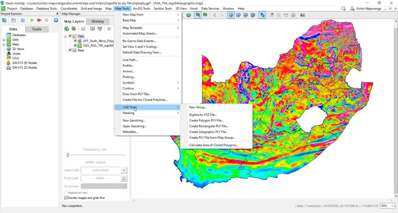 Converting a shapefile to a polygon file in Oasis montaj and Target